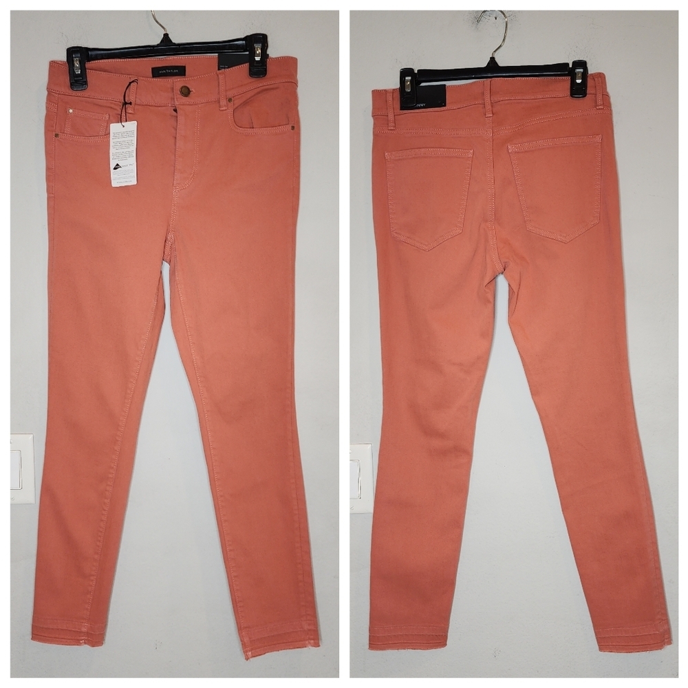NWT Ann‎ Taylor Peachy Pink Stretch Denim Soft Skinny Jeans size 6